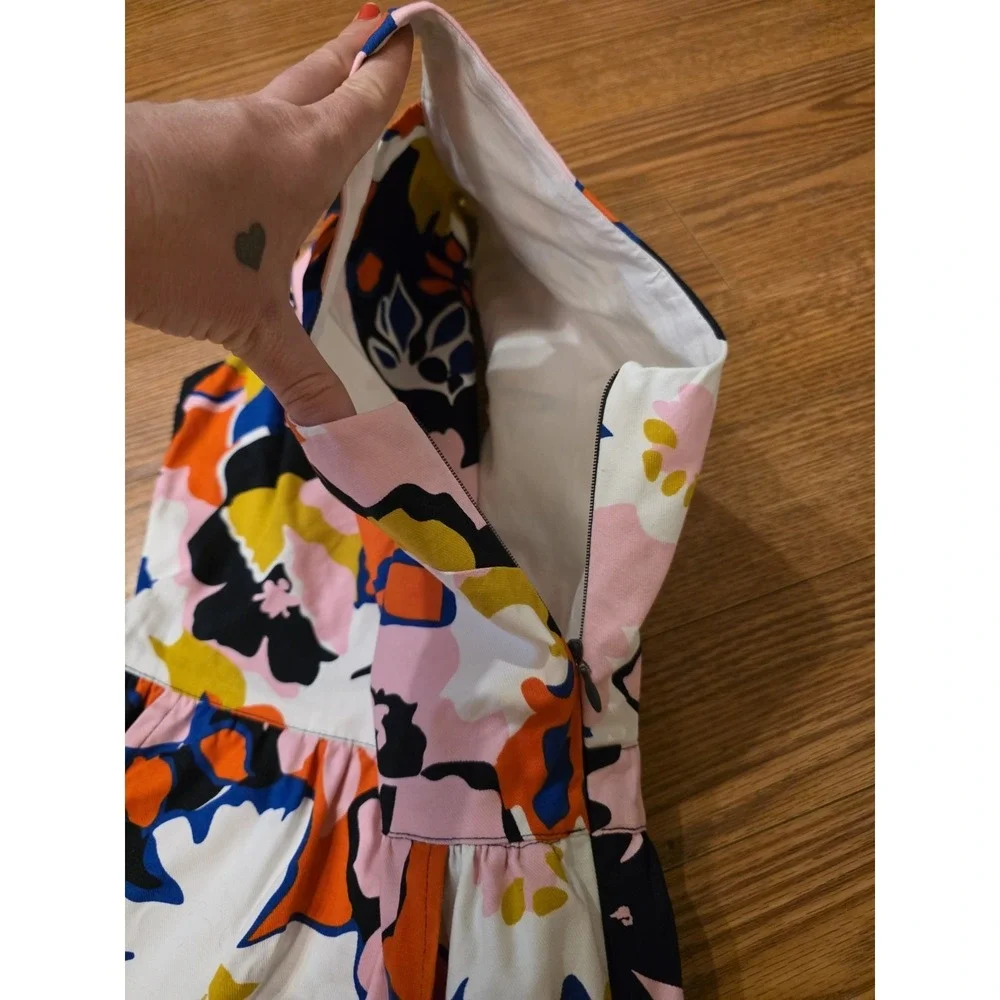 Anthropologie‎ Whit Two Dress Womens SZ 0 Petal Print Cross-back Midi Shift EUC